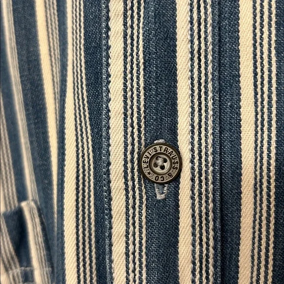 Levi’s 90s Blue Striped Button-Up Shirt | Authentic Jeanswear Rare Vintage Find - Picture 13 of 14